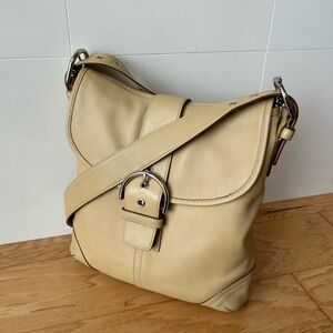 Vintage Coach SoHo Flap Crossbody Shoulder Bag 9481 Butter Tan Silver